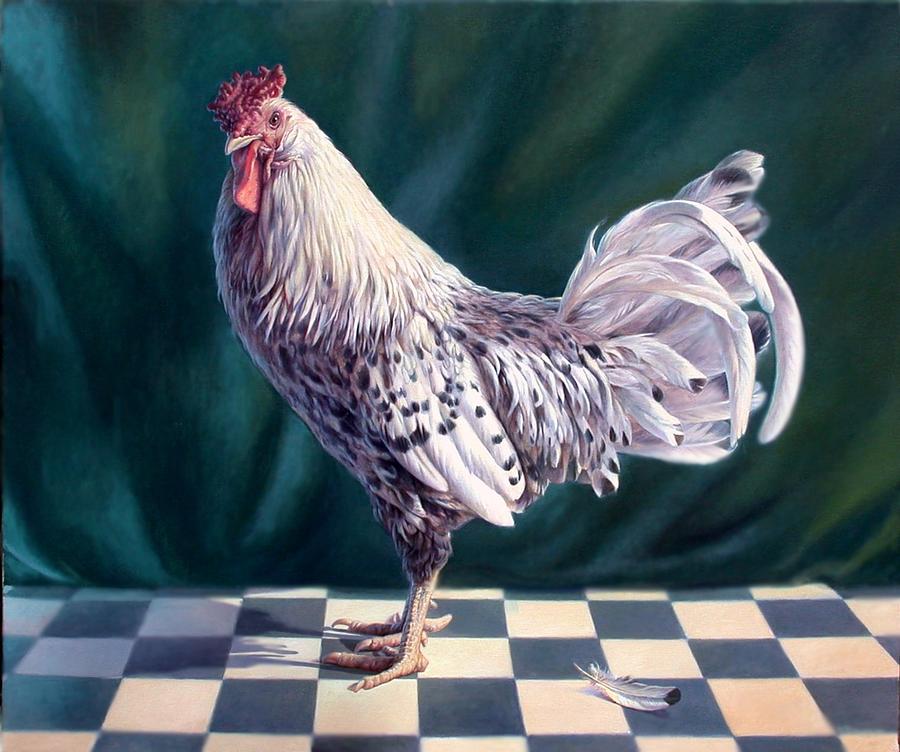 Chicken Painting - Hamburger Rooster by Hans Droog