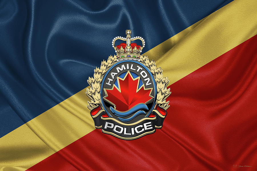 Hamilton Police Service  -  H P S  Emblem over Flag Digital Art by Serge Averbukh