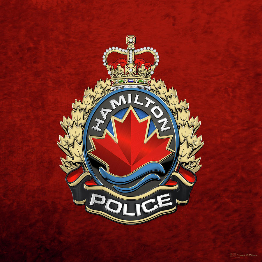 Hamilton Police Service  -  H P S  Emblem over Red Velvet Digital Art by Serge Averbukh