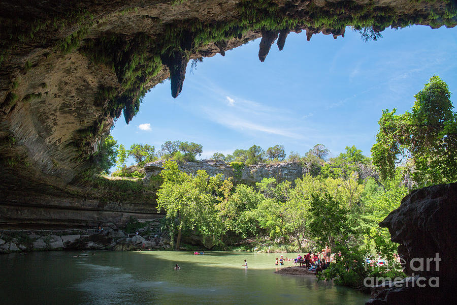 Waterfall Photograph - Hamilton Pool Preserve is listed as one of the 10 Best Swimming Holes In Austin, Texas - Stock Image by Dan Herron