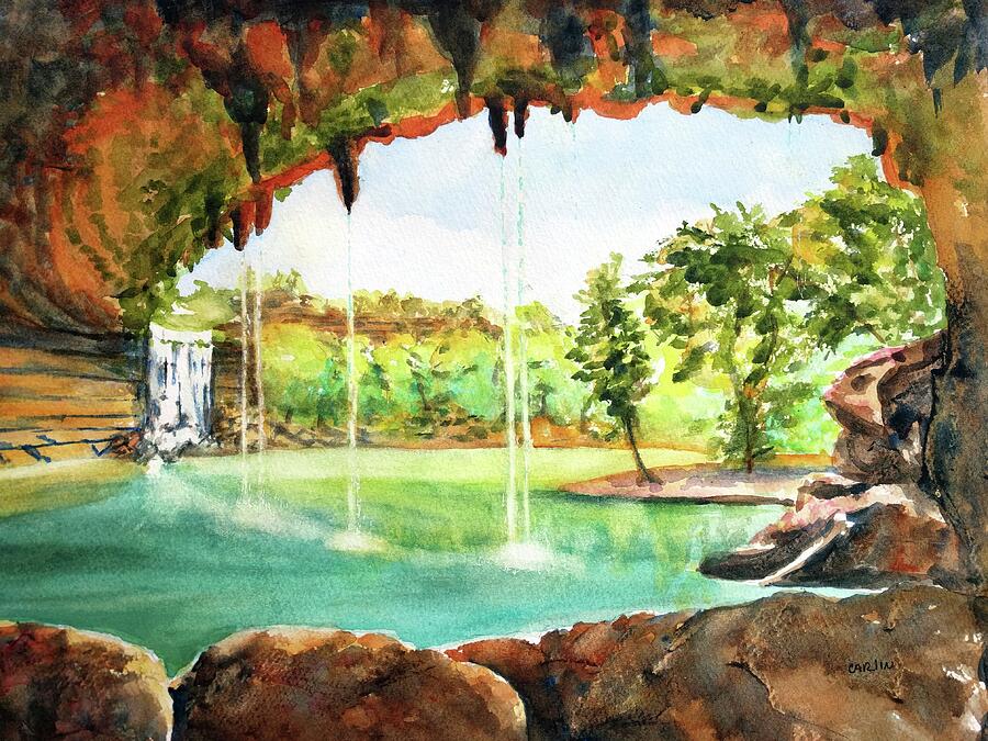 Hamilton Pool Texas Painting by Carlin Blahnik CarlinArtWatercolor