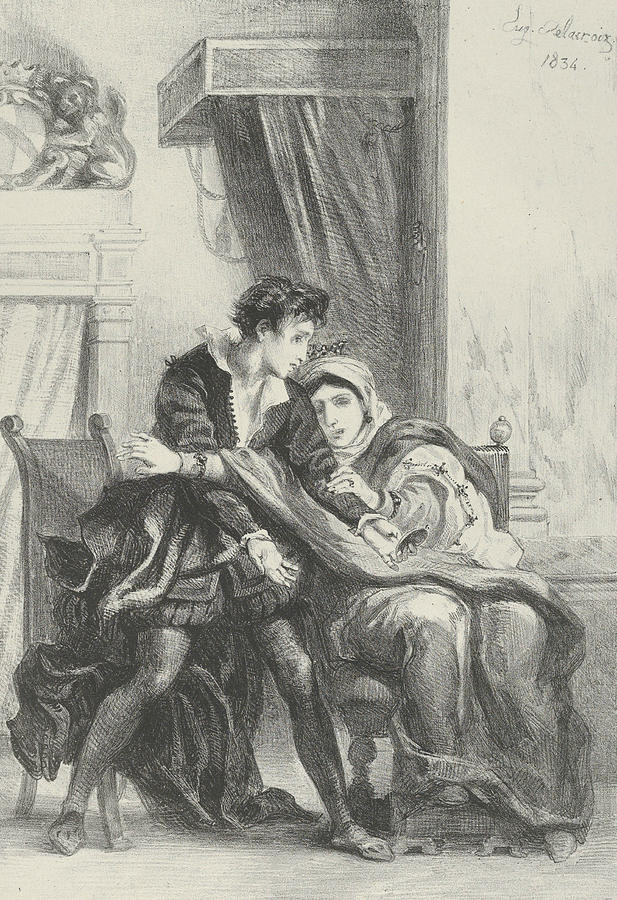 Hamlet and the Queen Relief by Eugene Delacroix