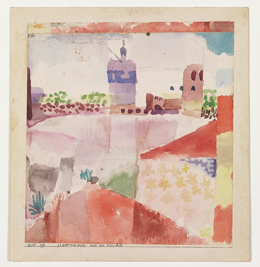 Abstract Painting - Hammamet with Its Mosque 1914  by Paul Klee