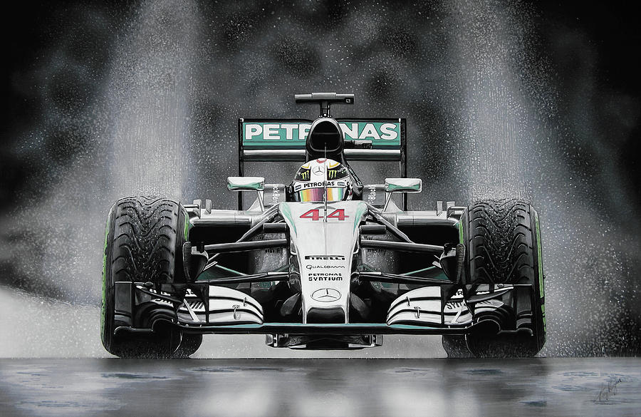 Hammer Down - Lewis Hamilton Mercedes World Champion 2015 F1 Art Painting by Tony Regan