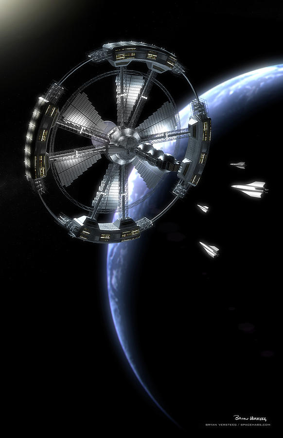 Space Station Digital Art - Hammer Station in Earth Orbit by Bryan Versteeg