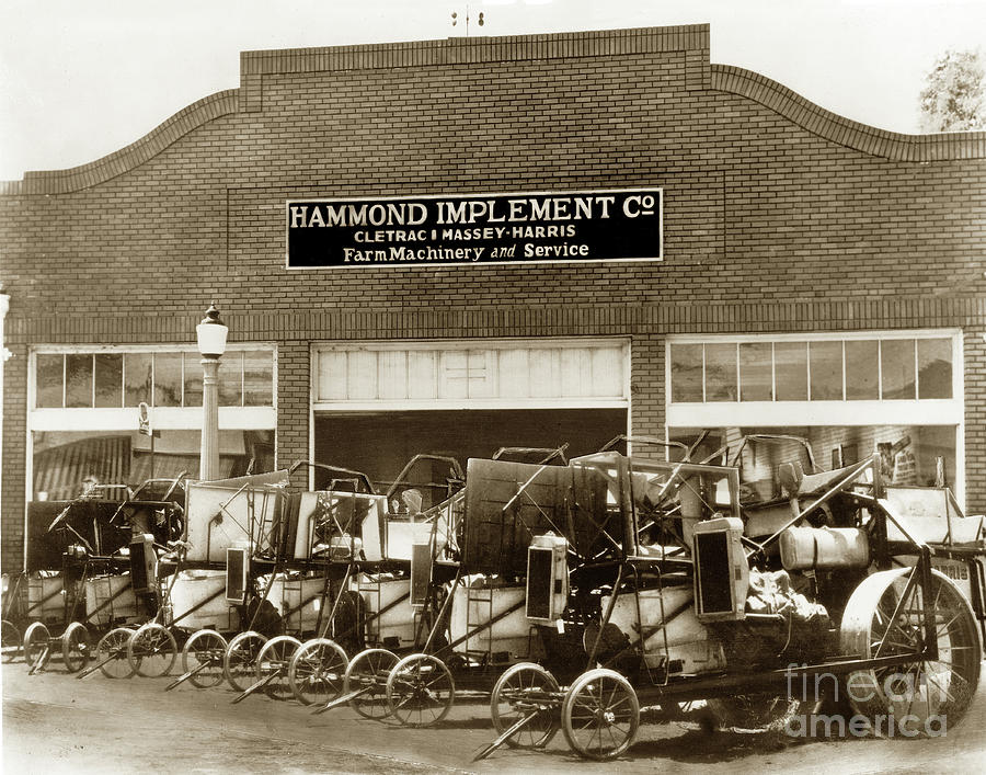 Farm Machinery Photograph - Hammond Implement Company farm machinery 1924 by Monterey County Historical Society