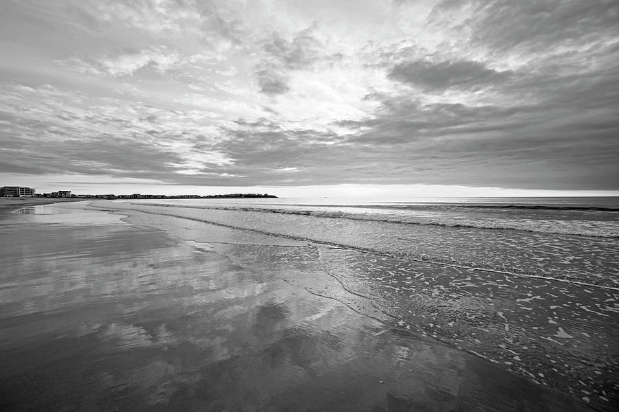 Hampton Beach Sunrise Hampton Beach State Park Hampton NH Reflection Black and White Photograph by Toby McGuire