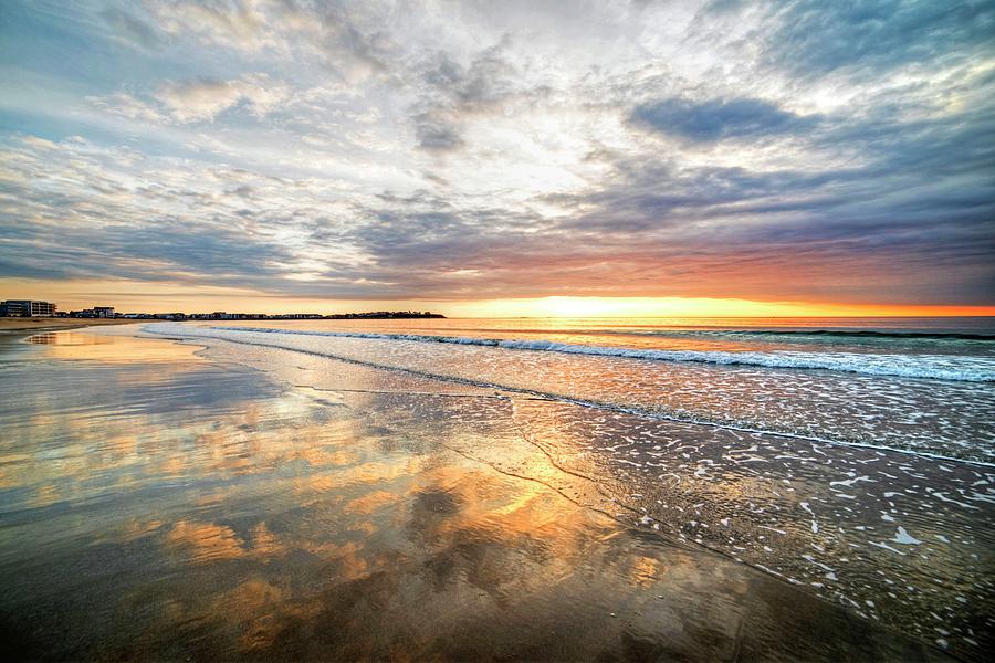Beach Photograph - Hampton Beach Sunrise Hampton Beach State Park Hampton NH Reflection by Toby McGuire