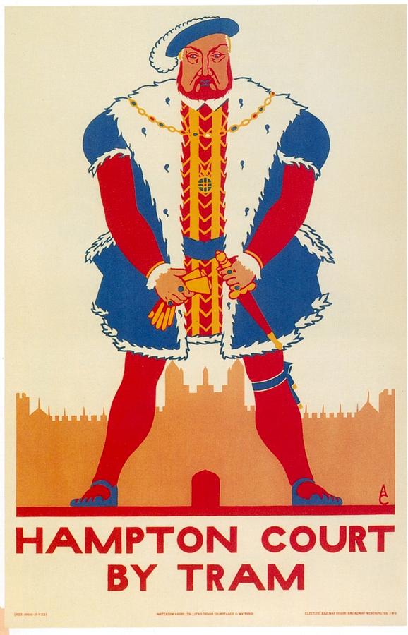 Hampton Court by Tram - London Underground - Retro travel Poster - Vintage Poster Mixed Media by Studio Grafiikka