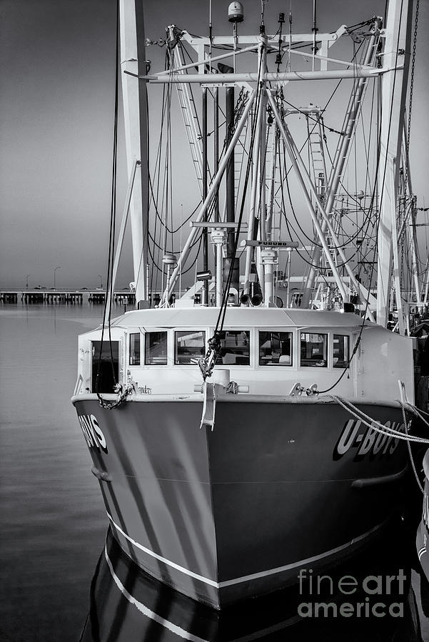 Hampton Fishing Boat bw Photograph by Jerry Fornarotto