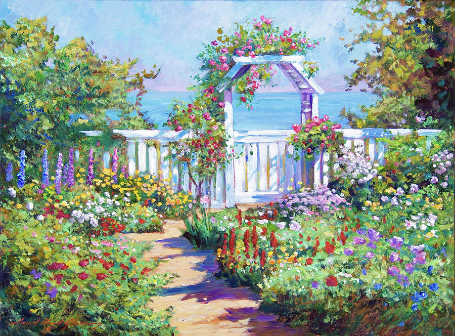 Hamptons Summer Garden Painting by David Lloyd Glover