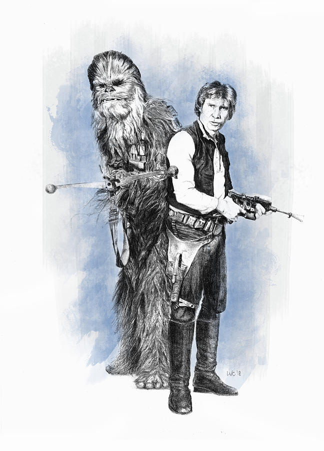 Han And Chewy Drawing By Leandro Vola Colotti