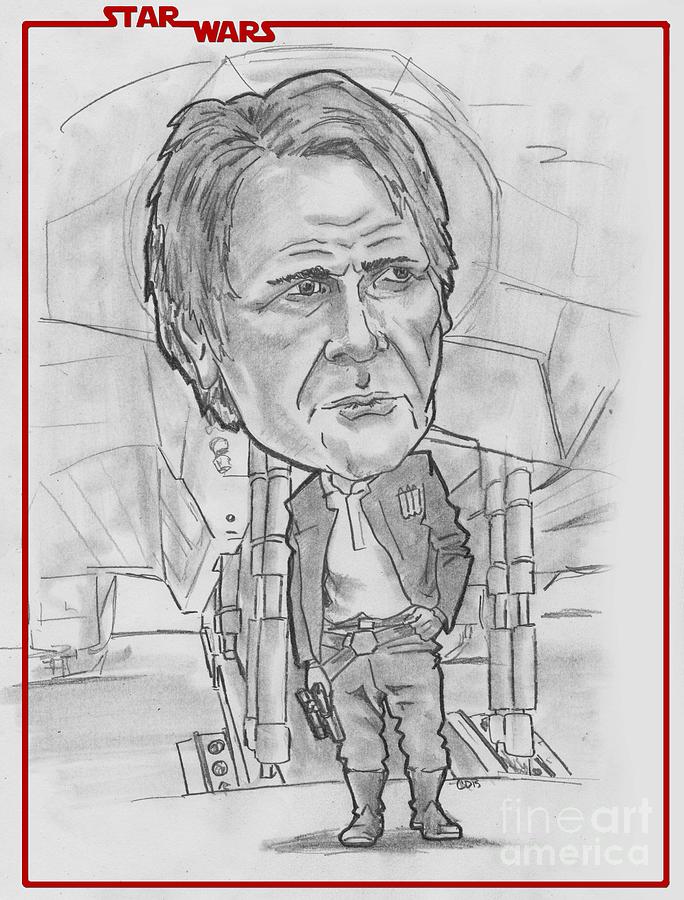 Han SoloThe Force Awakens Drawing by Chris DelVecchio