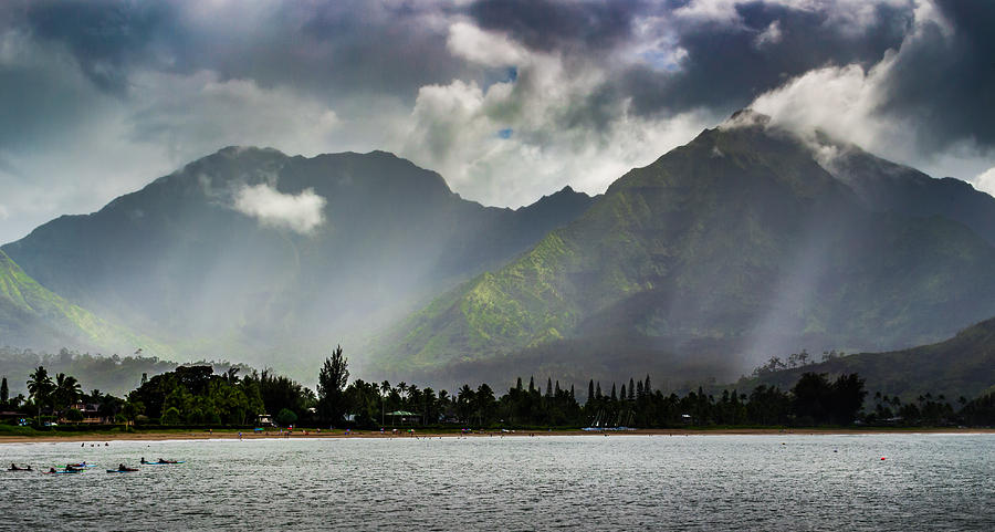Hanalei Bay Coast and Mountain Range  -  Kauai HI Photograph by Donnie Whitaker