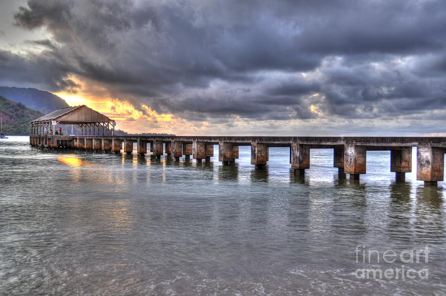 Hanalei Bay Pier HDR Photograph by Kelly Wade