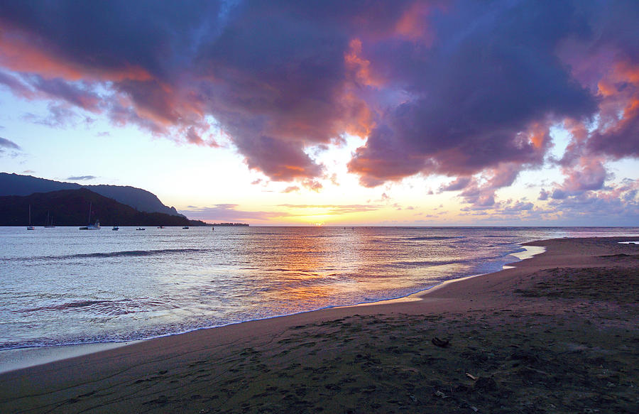 Sunset Photograph - Hanalei Bay Sunset Kauai by Kevin Smith