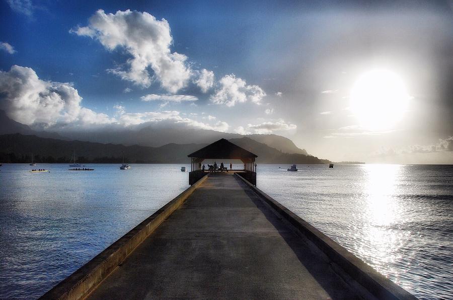 Boat Photograph - Hanalei Pier by Hal Bowles