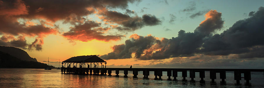Hanalei Pier Sunset Panorama Photograph by James Eddy