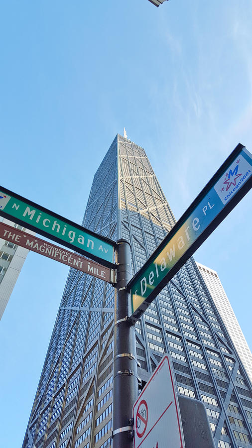 Hancock Building with Street Signs Photograph by Matthew Bamberg