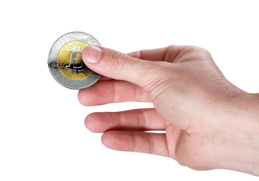 Coin Digital Art - Hand And Bitcoin by Allan Swart