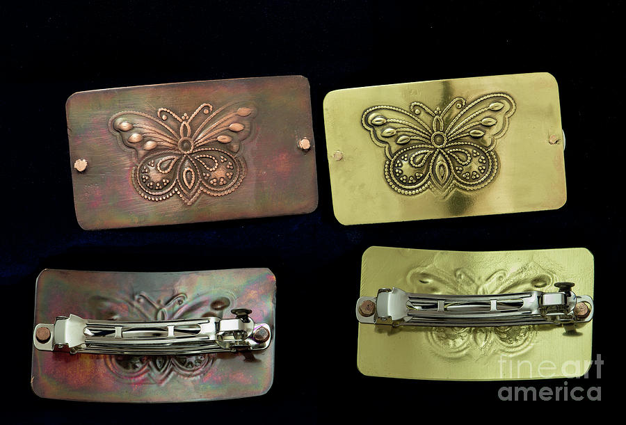 Hand Crafted Hair Barrette with Butterfly Design Jewelry by Melany Sarafis