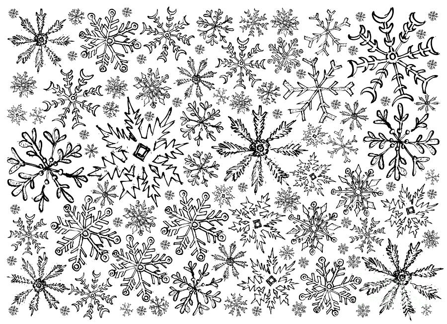Hand Drawn Row of Various Christmas Snowflake Background Drawing by Iam Nee  - Fine Art America