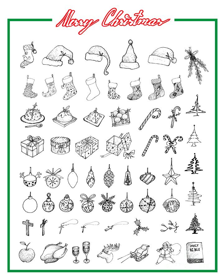 Hand Drawn Christmas Things on Dark Background. Creative Ink Art Work.  Actual Vector Doodle Drawing and Holidays Text WISHING YOU Stock  Illustration - Illustration of background, chalk: 161413708