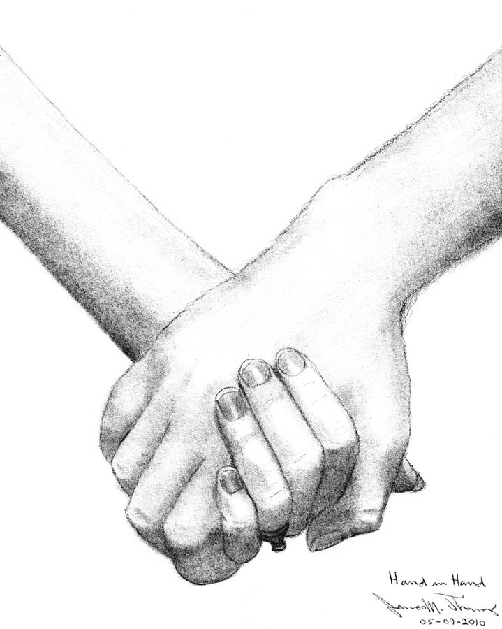 Hand In Hand Drawing by James M Thomas