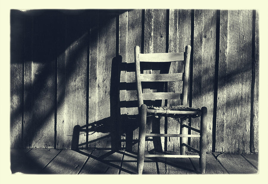 Hand made chair  on a Ozark timber cutters porch1969 Photograph by Garry McMichael