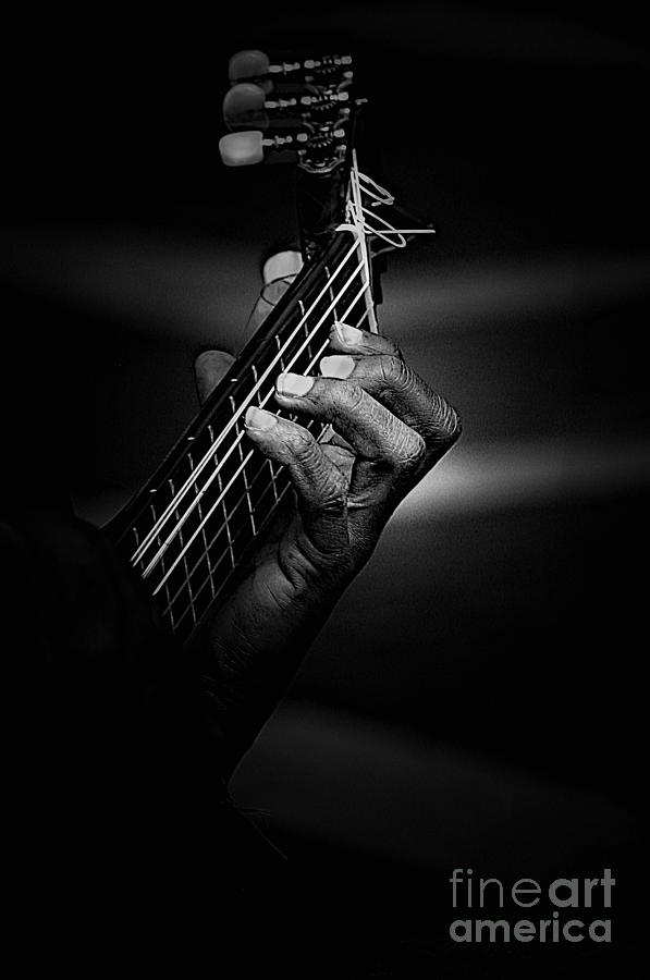 Hand of a guitarist in monochrome Photograph by Sheila Smart Fine Art Photography