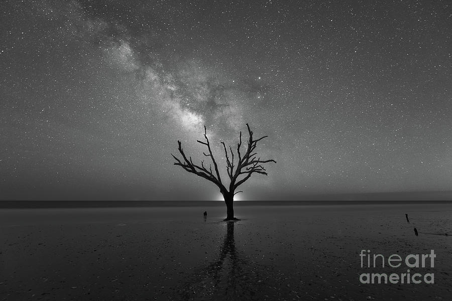 Hand Of God Milky Way BW Photograph by Michael Ver Sprill