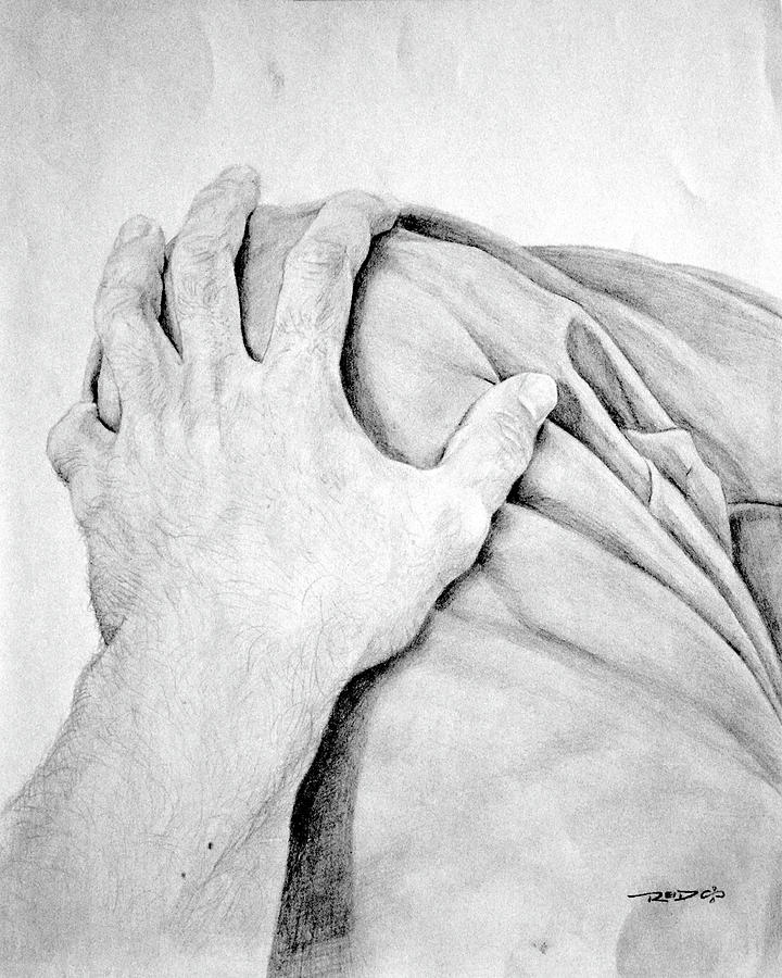 Hand on Knee Drawing by Christopher Reid