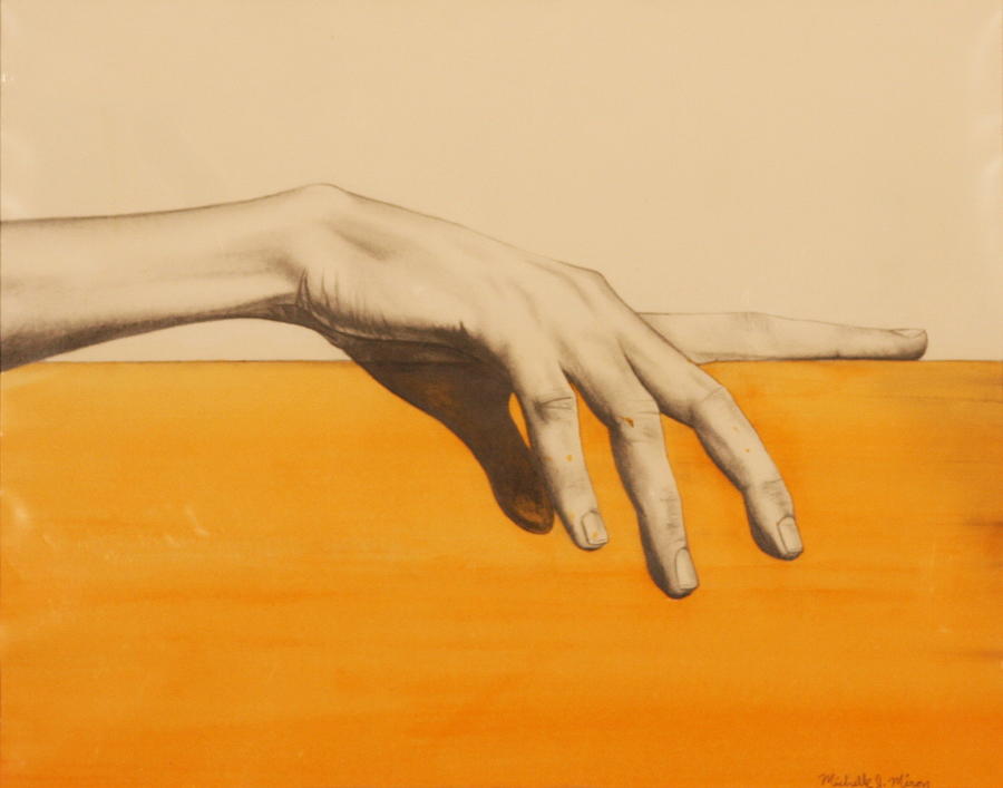 Hand on Orange Painting by Michelle Miron-Rebbe