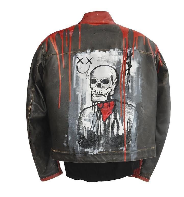 Hand painted biker jacket by Ethan Stamatakis