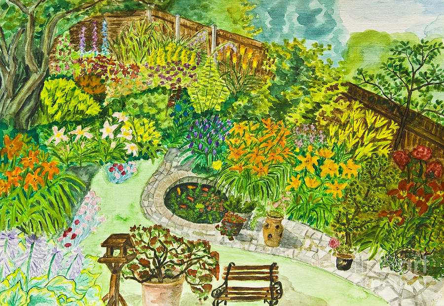 Hand painted picture, garden Painting by Irina Afonskaya