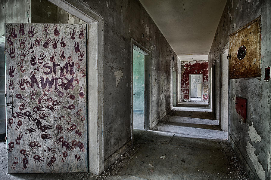 Hand Prints On The Door Of Old Abandoned School Building Photograph by Dirk Ercken