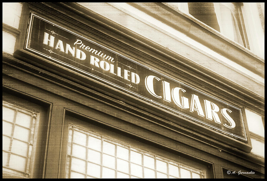 Hand Rolled Cigars, Store Marquis Photograph by A Macarthur Gurmankin