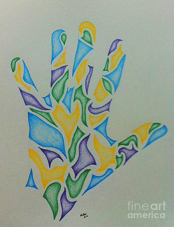 Hand Seven Drawing by Michael Miller