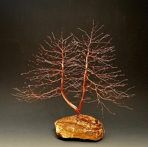 Bonsai Aluminum Wire Tree Art Sculpture On Imperial Fancy Rock