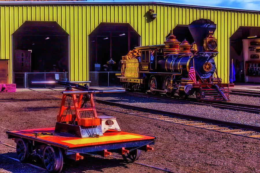 Handcar And Old Train Photograph by Garry Gay