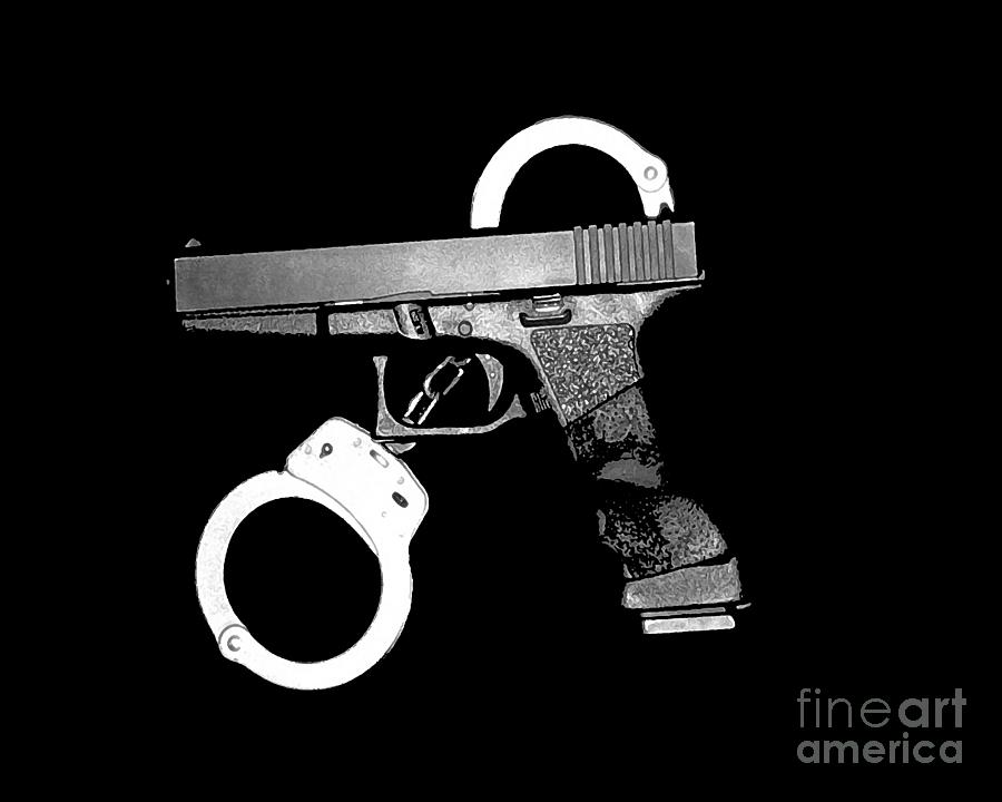 Handgun and Handcuffs - Digital Art Photograph by Al Powell Photography USA