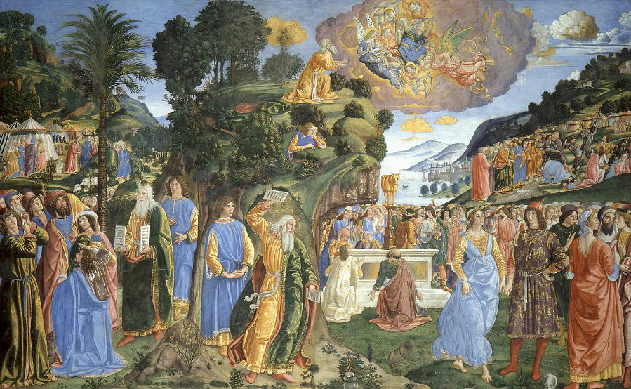 Angel Painting - Handing over of the Tablets of the Law by Cosimo Rosselli Angel Painting - Handing over of the Tablets of the Law by Cosimo Rosselli