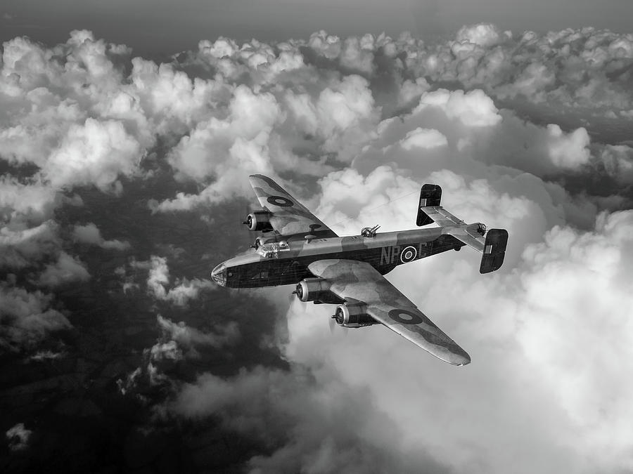 Handley Page Halifax B III above clouds BW version Photograph by Gary Eason