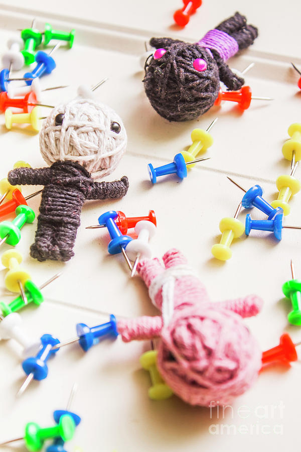 Handmade knitted voodoo dolls with pins Photograph by Jorgo Photography