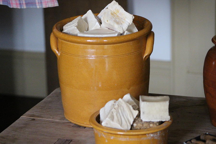 Handmade Lye Soap in Antique Crock Photograph  Photograph by Colleen Cornelius