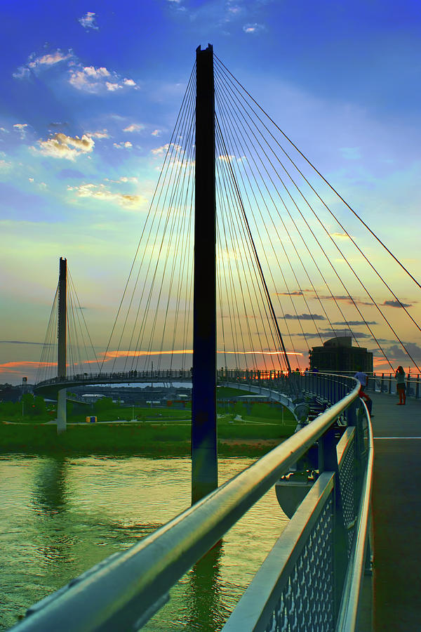 Sunset Photograph - Handrail - Bob Kerrey Bridge by Nikolyn McDonald