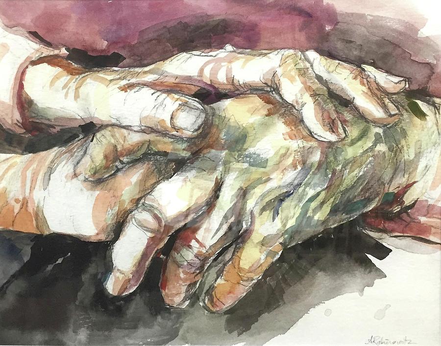 Watercolor Painting - Hands by Abbie Rabinowitz Watercolor Painting - Hands by Abbie Rabinowitz