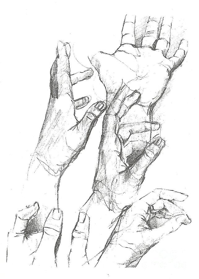 Hands Drawing by Denise F Fulmer