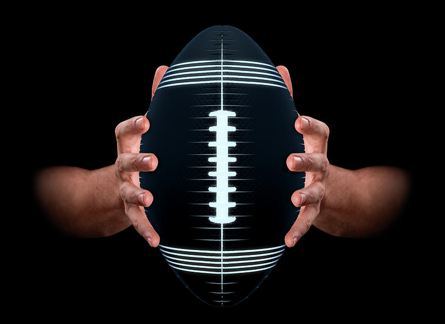 Football Digital Art - Hands Gripping Football by Allan Swart