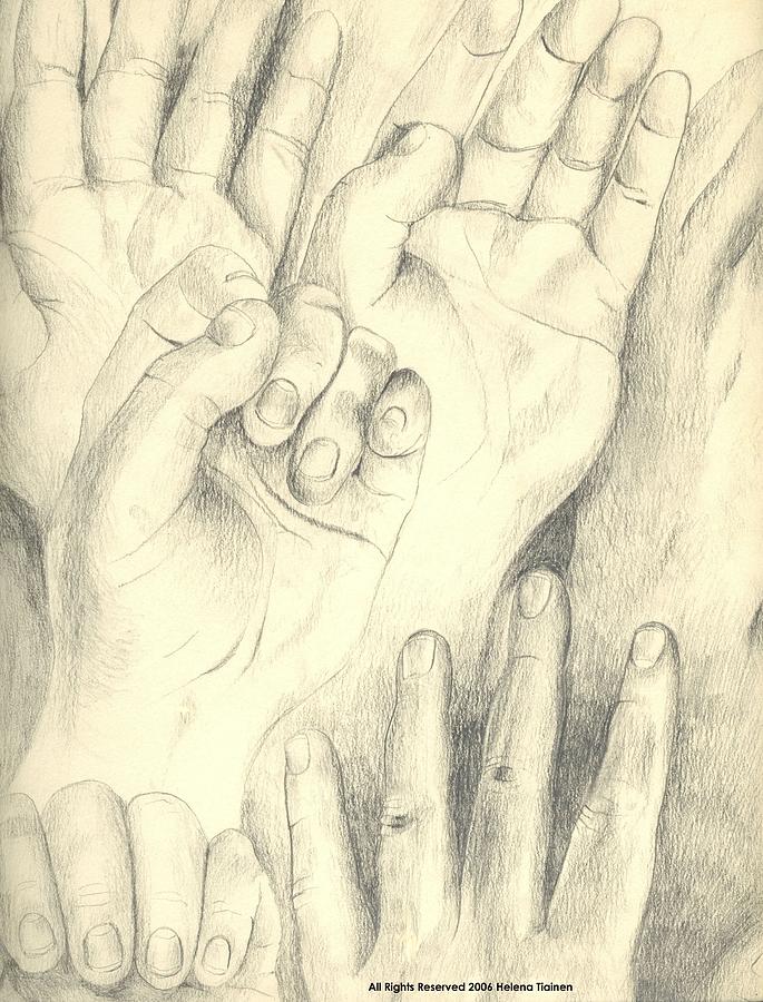 Hands Drawing by Helena Tiainen